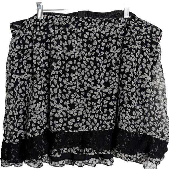 Tripp NYC GothCore Skull Mini Skater Skirt Black Lace Detail 2009  Size 18 - Picture 1 of 7